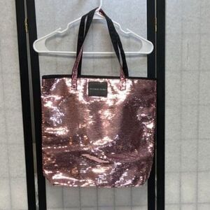 Victoria's Secret All Over Sequin Large Double Handle Open Top Bag Tote Pink